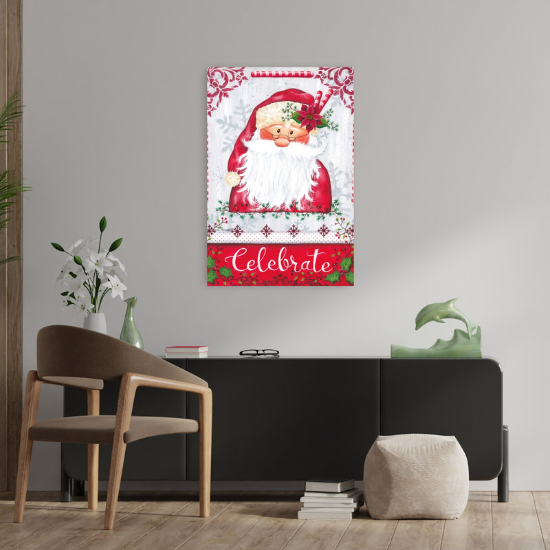 Célébrer le Père Noël, art contemporain hivernal, H 36 po x l 24 po