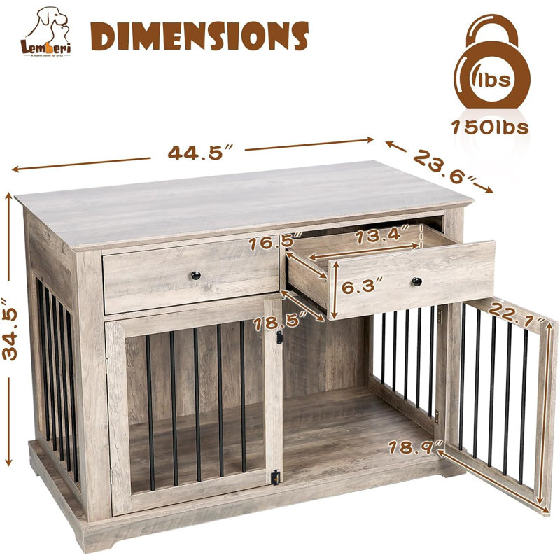 Meuble de caisse pour chien Cranbrook, Gris