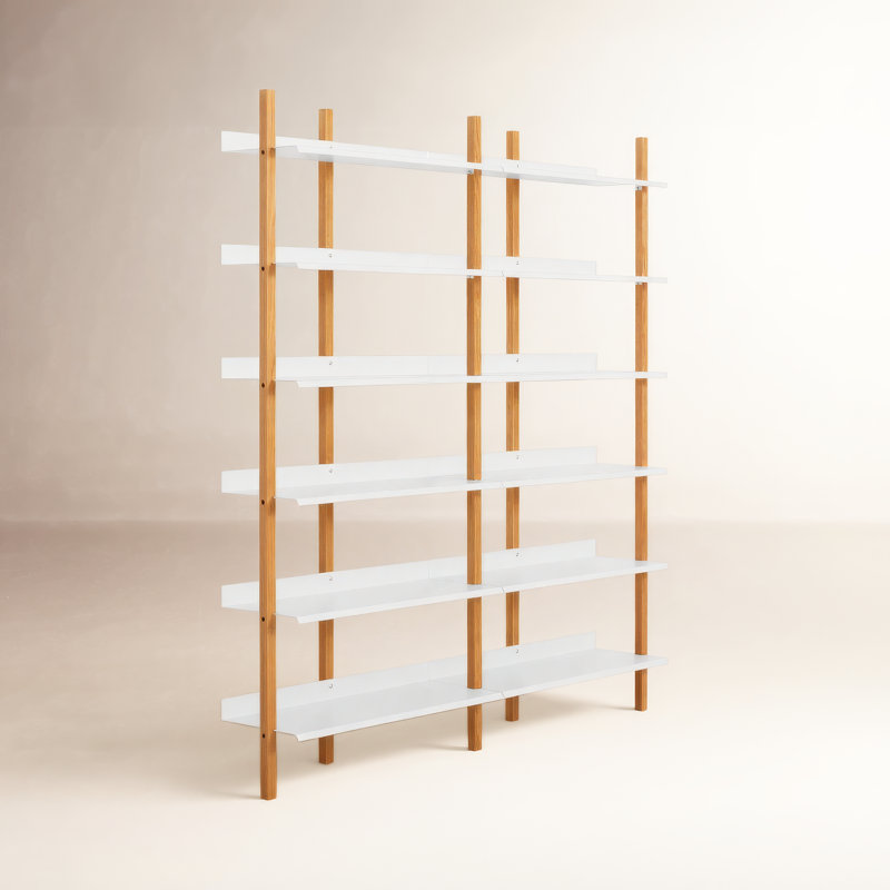 Browser Bookcase, (6 Shelves) 82" H x 37" W x 17" D, White Oak/White