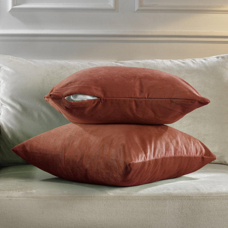 Matte Velvet Pillow Cover, 14" x 14", 56 Orange