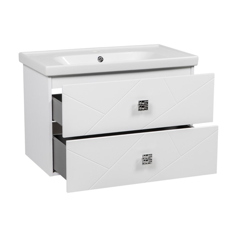 Ensemble de meuble-lavabo mural avec lavabo Jakkia-W_Modern, Blanc mat