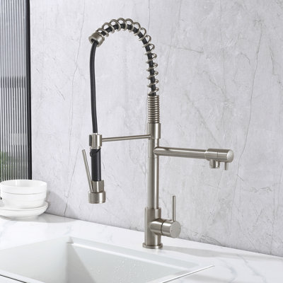 24.8" Modern 2-Function Single Handle Pull Down Kitchen Faucet With Pot Filler