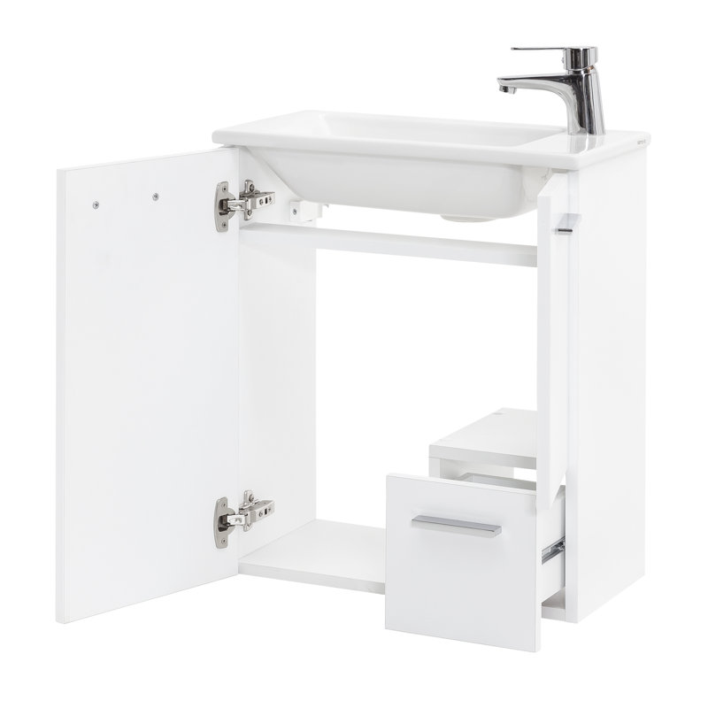Matteo 500mm Single Bathroom Vanity with Drop In Ceramic Basin, White