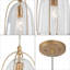 Suspension en verre bullé doré à une lumière avec structure en fer