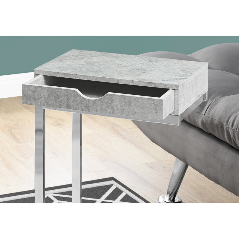 Table d'appoint, en forme de C, bout, côté, collation, tiroir de rangement, salon, stratifié de chambre à coucher, contemporain, moderne
