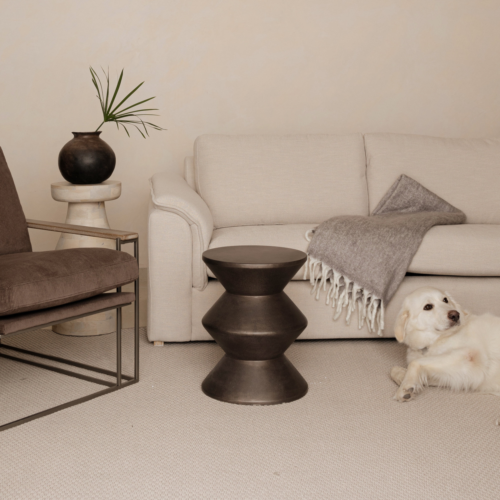 Isiah Concrete Inverted Side Table, Bronze