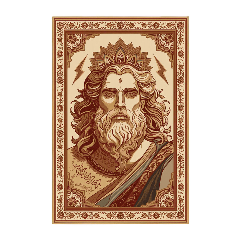 Tapis oriental classique Pittman Zeus lavable à la machine en brun - Reliure brun clair, 6 x 9