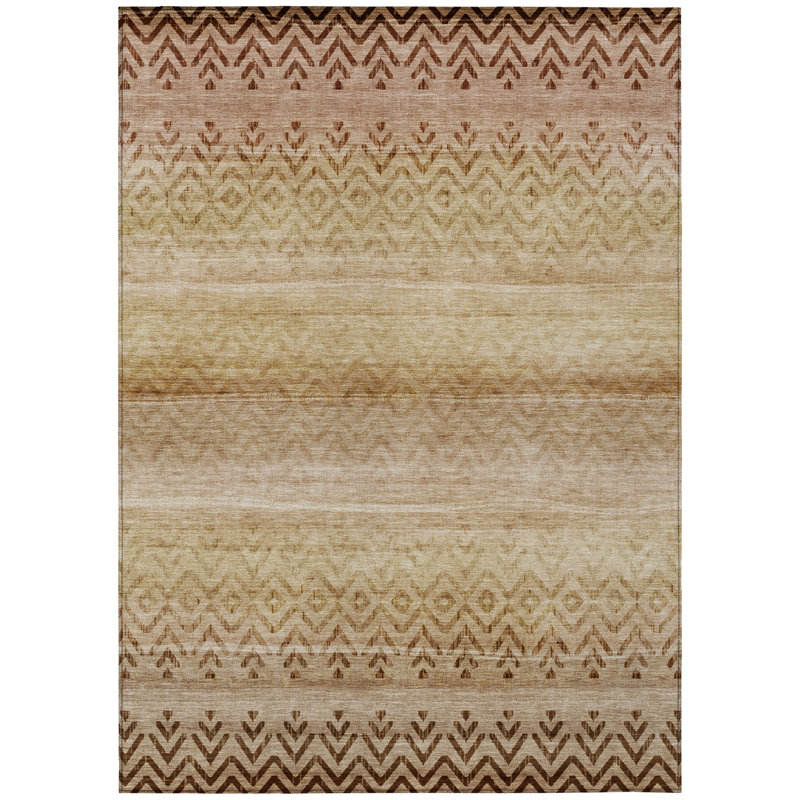 Machine Washable Indoor/Outdoor Xhevrie Beige Rug, Rectangle 3' x 5'