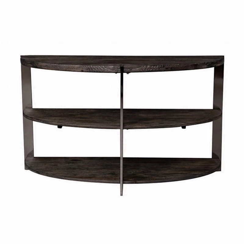 Console demi-lune avec 2 tablettes ouvertes