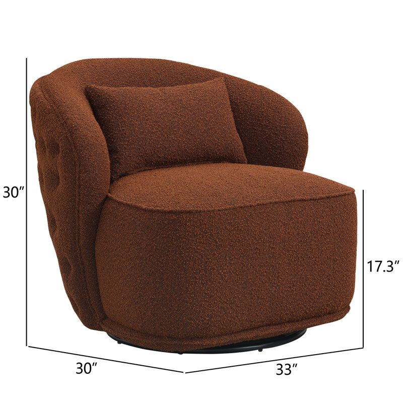 Fauteuil demi-tonneau pivotant 33 po Iyoni, Mélange de polyester brun clair