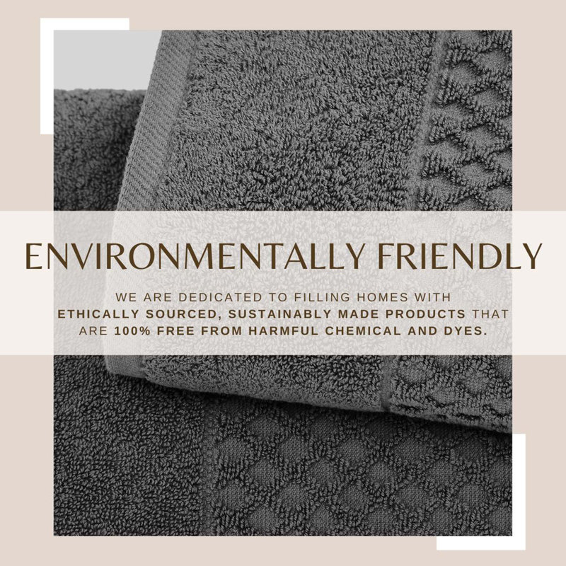 Dark Grey Cotton Textured 6-Piece Towel Set for Kids