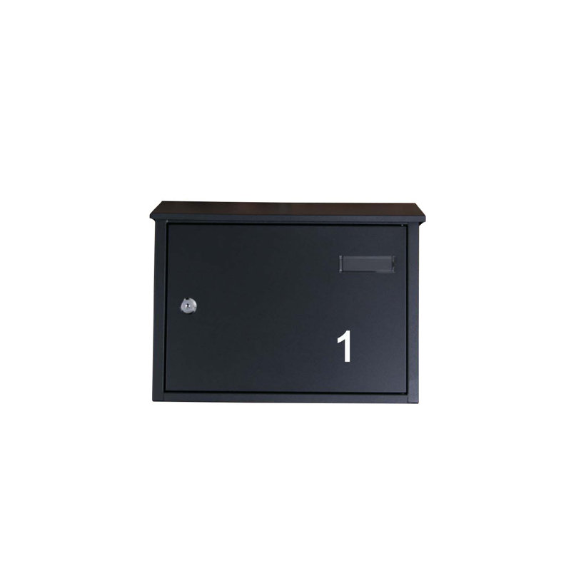 Guse Steel Wall Mounted Post Box, Black, 1