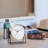 Stiles Swivel Tabletop Silent Sweeping Analogue Quartz Metal Clock with Mirror