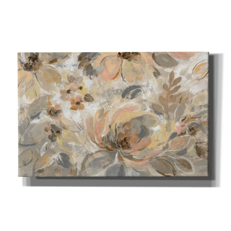 «Ivory Floral» par Silvia Vassileva, art mural sur toile, H 26 po x l 40 po x P 1,5 po