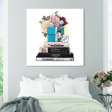 Resevoir of Roses Glam Blue Canvas Wall Art Print for Bedroom - 24 x 24