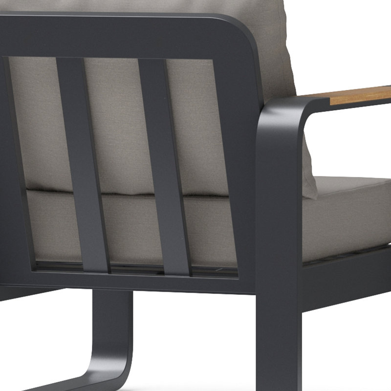 Andes 7-Piece Outdoor Patio Fire Seating Set - Olefin Charcoal, Olefin Charcoal