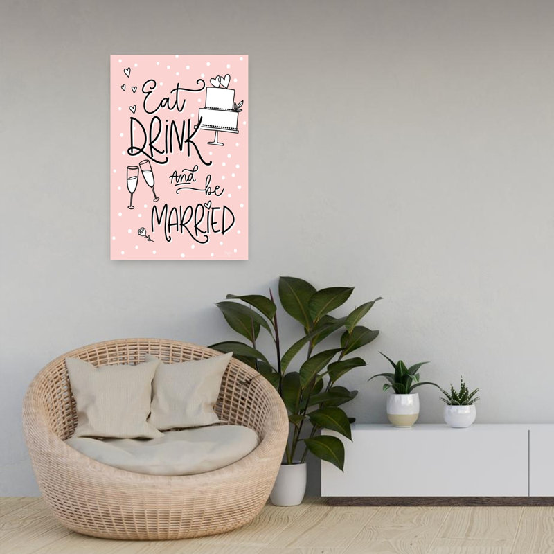 «Eat Drink And Be Married», art contemporain abstrait fantaisiste, H 24 po x l 16 po