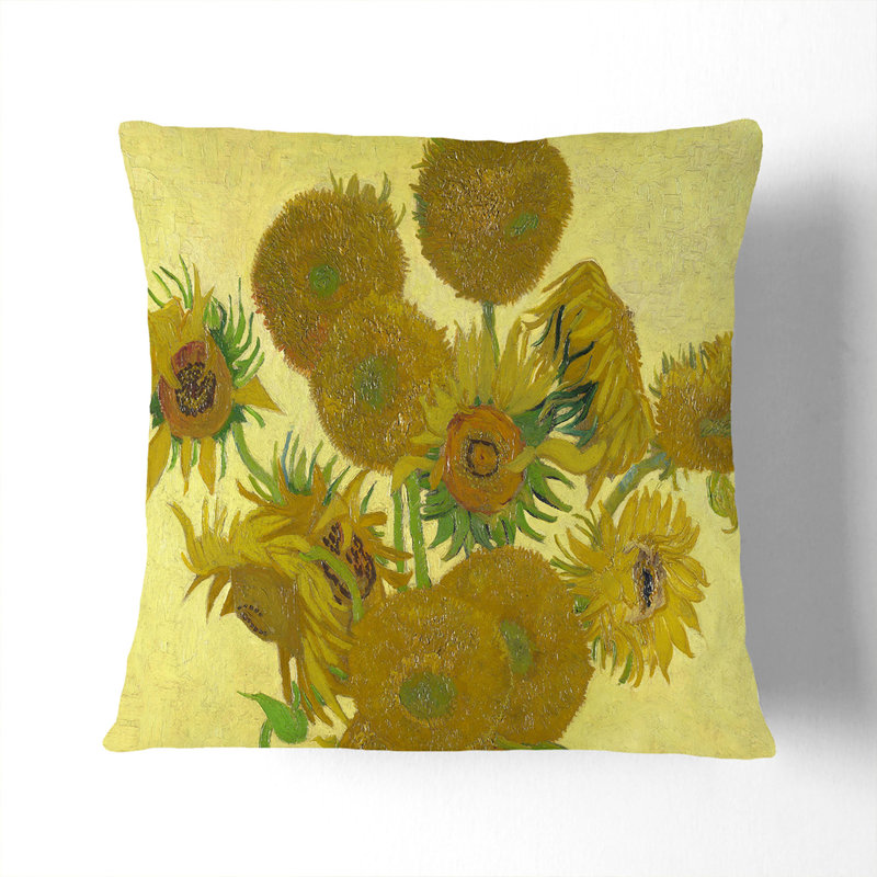 The Sunflowers Scatter Cushion with Filling, Stone, 40cm H x 40cm W x 15cm D