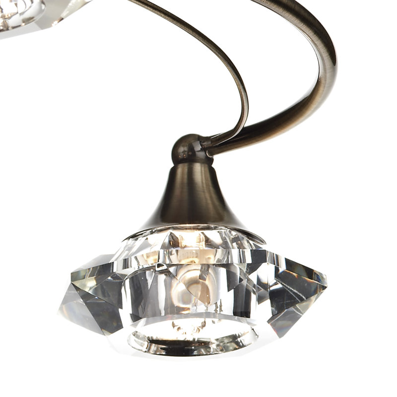 Greenhaw Glass Semi Flush Mount, Antique Brass
