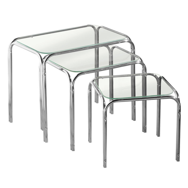 Glass Top Nesting Tables, Clear