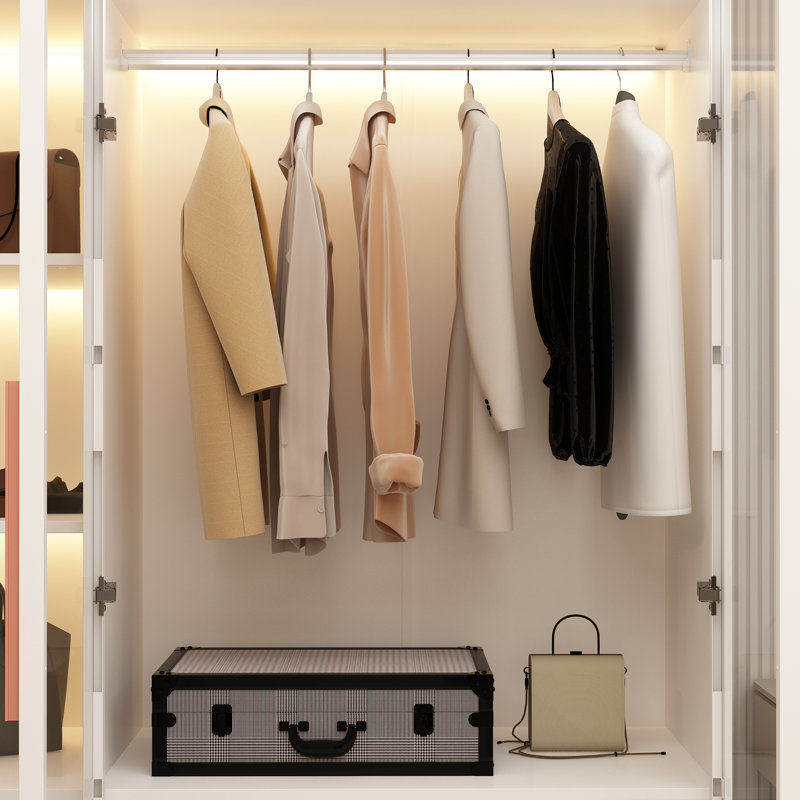 Armoire 6 portes avec éclairage intégré Brienne, Blanc