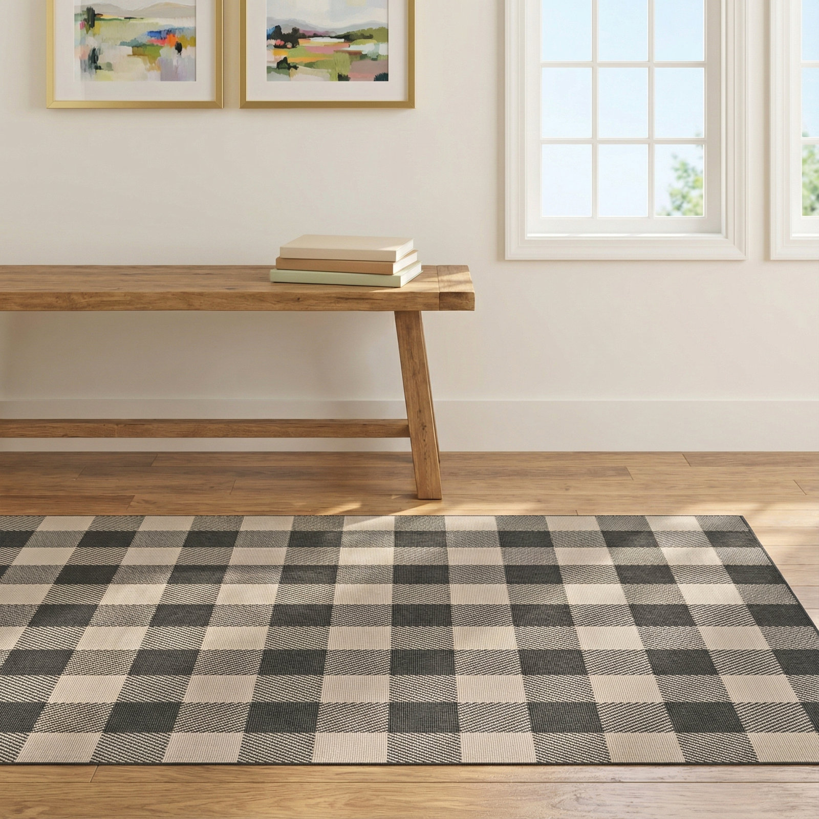 Adrienne Charcoal Indoor/Outdoor Rug, Rectangle 5'3" x 7'6"