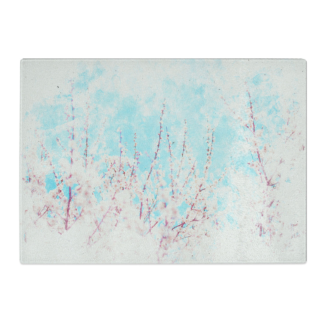 Tempered Glass Top of the Blossom Tree Watercolour Chopping Board
