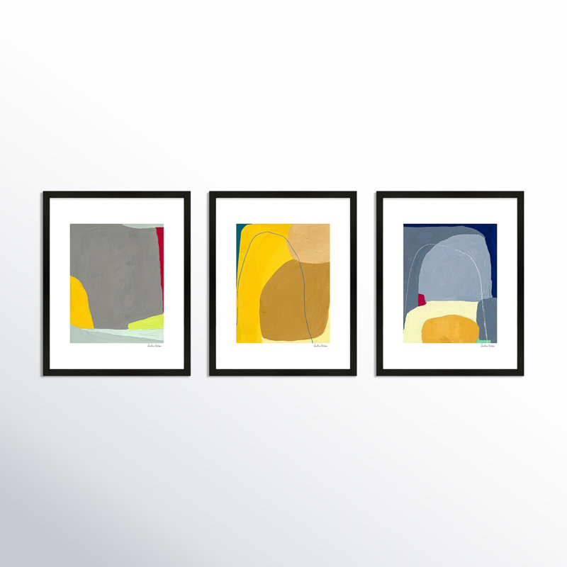 Color Meditation Trio 2. Set Of 3 Print by Andrea Stokes, 25" H x 20" W x 1.25" D, Black Framed