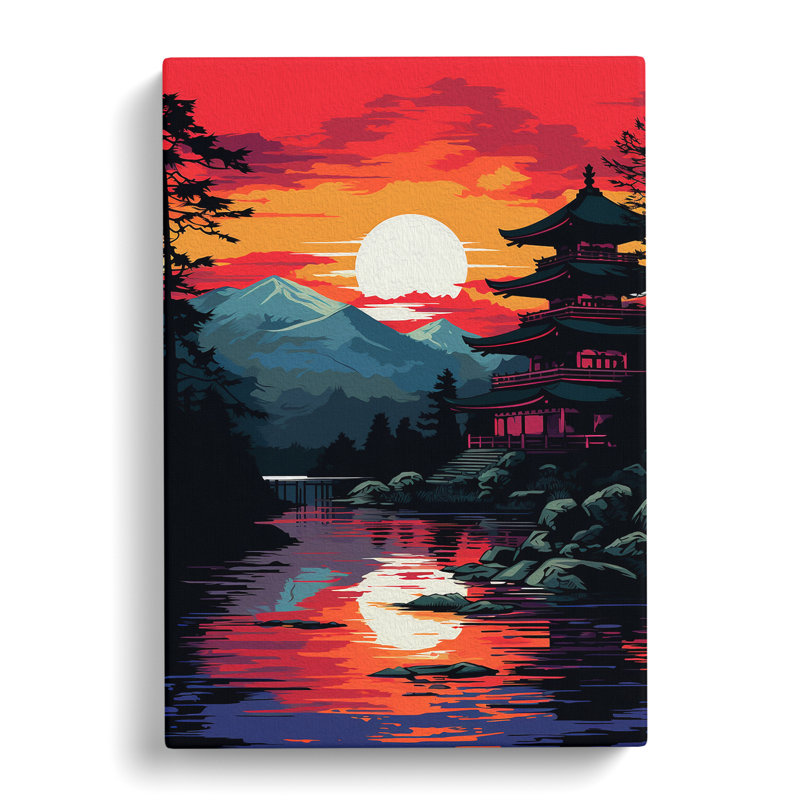 Japanese Sunset Pop - Print on Canvas, 76cm H x 50cm W x 3cm D