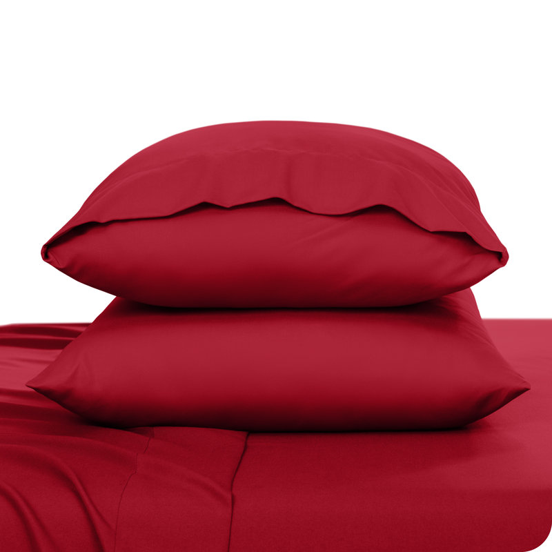 Microfiber Pillowcase Set Envelope Closure, Queen Pillow Case, Red