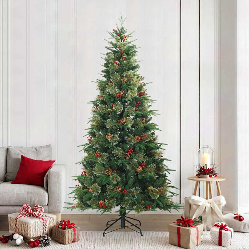  Artificial Hinged Christmas Tree Green PVC, PE and Steel, 7.87' H