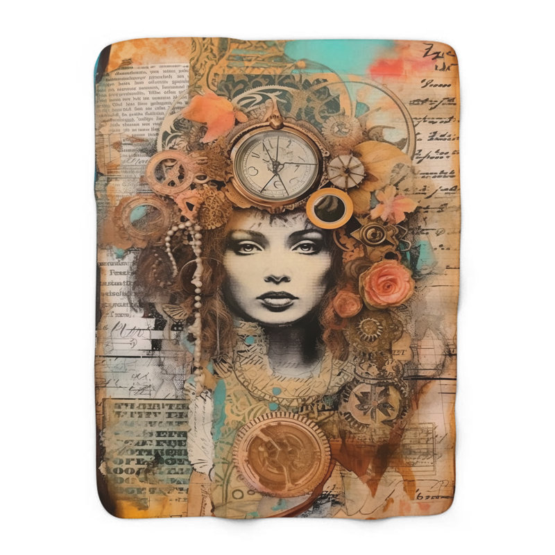 Hippie Soul Steampunk Oasis - couverture en sherpa de qualité supérieure 1 pièce - reproduction d'art luxueuse, Grand lit