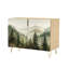 Buffet buffet avec rangement Aquarelle pin serein avec 2 portes pour le salon et la cuisine