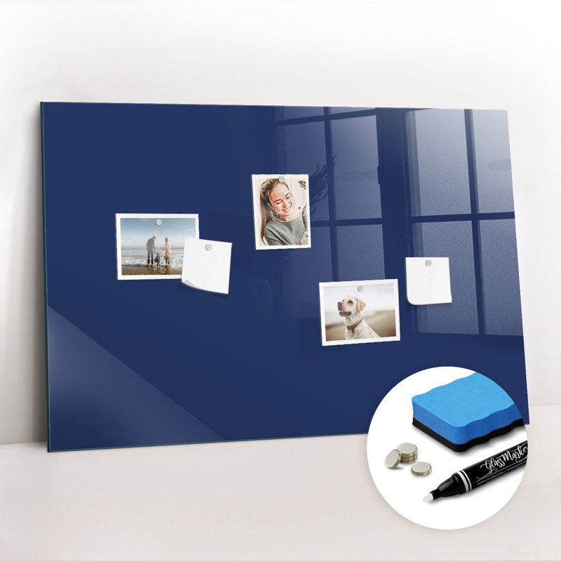 Magnetic Glass Dry Erase Board, Blue