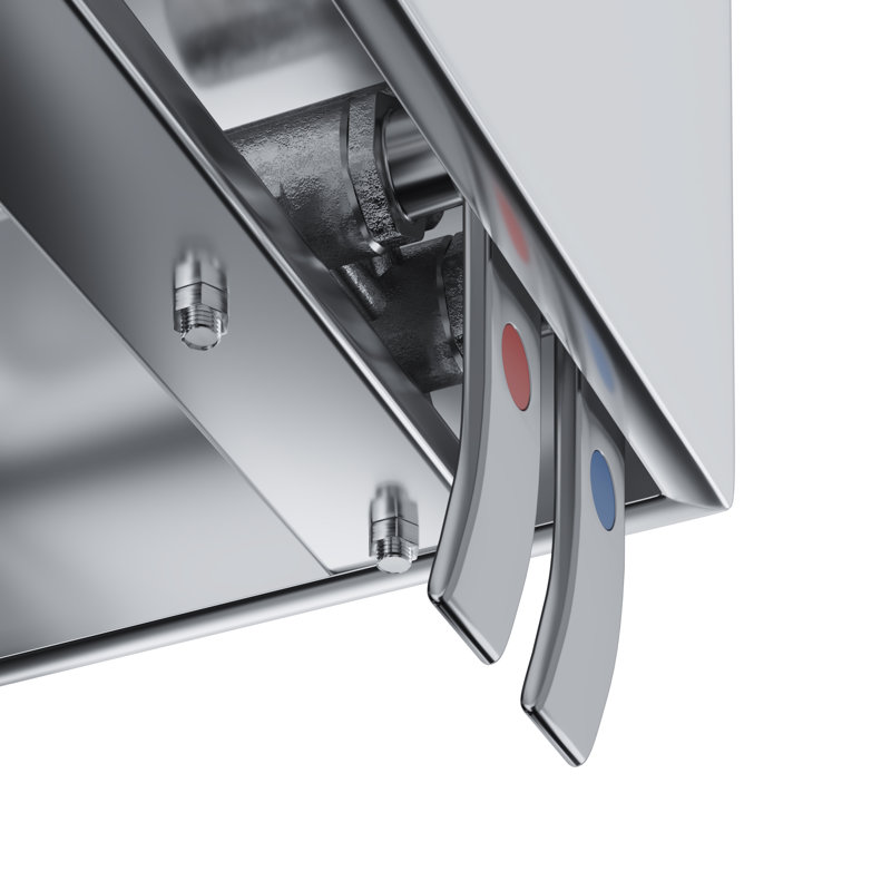 Stainless Steel Hands-free Wall-mounted Hand Sink 17 in. x 15 in. With Double Knee Valves, Faucet, And Side Splash Guards