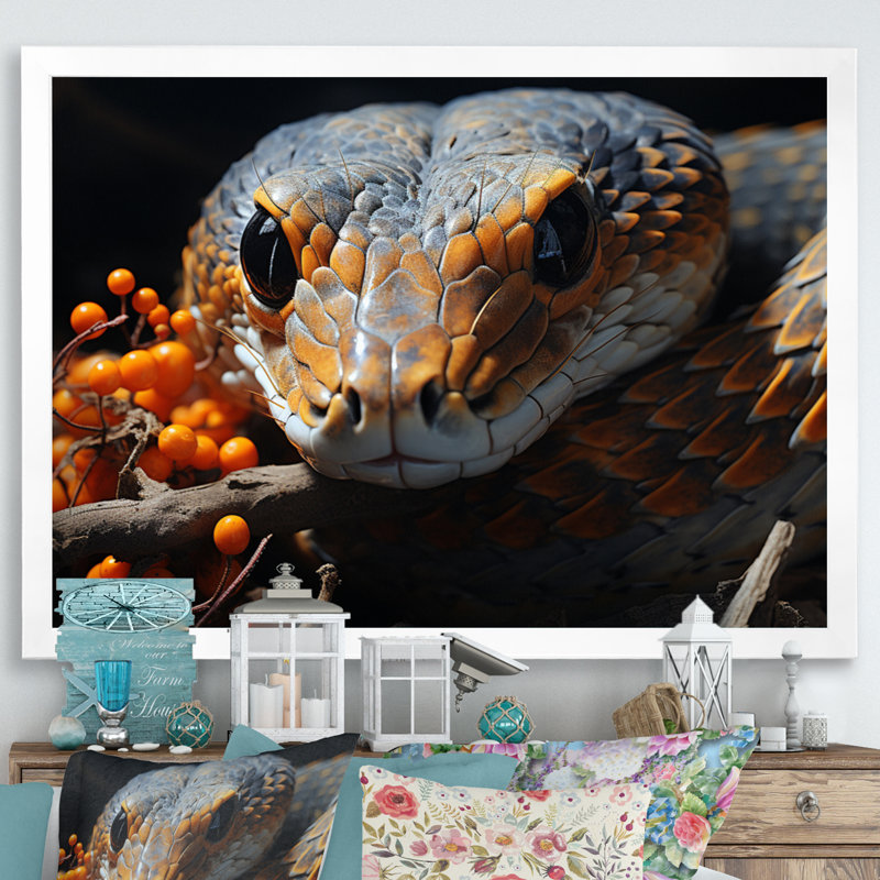 Afrique, serpents, couloirs sur toile, H 34 po x l 44 po x P 1,5 po, Cadre photo blanc