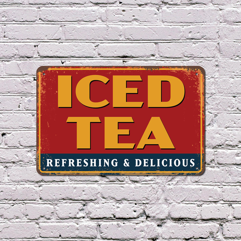 Enseigne de fantaisie en aluminium 7 po x 10 po Iced Tea Street, H 7 po x l 10 po x P 0,1 po