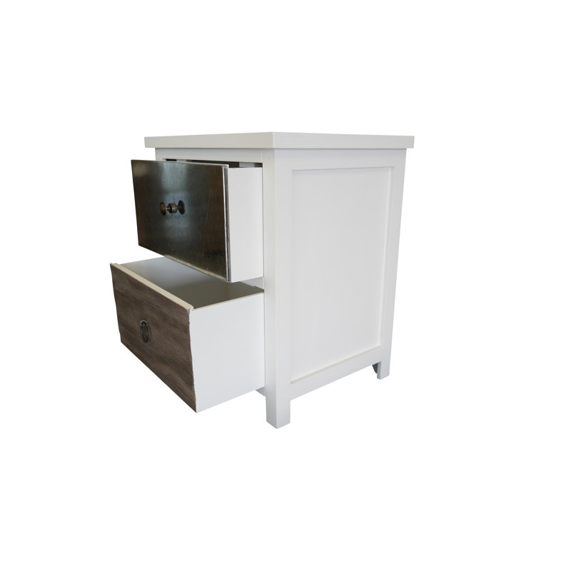 Iron 43cm W Manufactured Wood Bedside Table