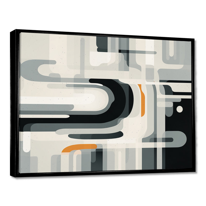 Mind Map A Touch Of Orange - Minimalisme, art mural, Cadre flottant noir, H 12 po x l 20 po
