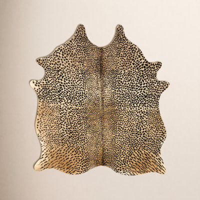 Lovato Brown Black Leopard Printed Cowhide Rug