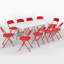 Table pliante 11 pièces et 10 chaises rouges - Ensemble de pique-nique domestique / commercial-111836130-111836128