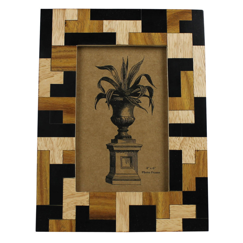 Cadre Tetris, teck et bois de manguier - 4 x 6