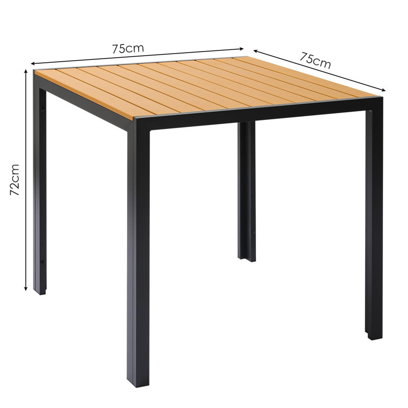 Square 75Cm L Outdoor Bistro Table, Brown/Black