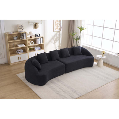 Curved Modular Sectional Sofa With High-Density Compression Sponge And Chenille Upholstery For Comfortable Living Spaces