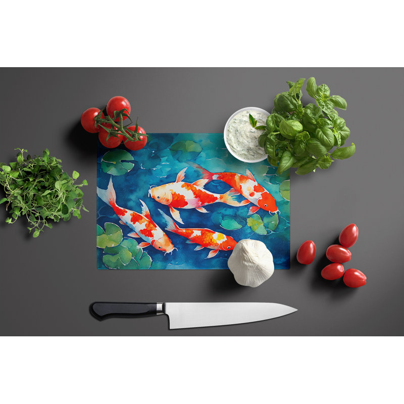 Grande planche à découper en verre Koi Fish