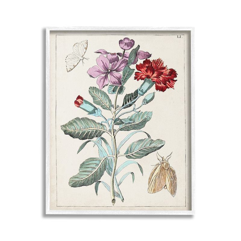 Papillons rétro avec fleurs et giclée, H 30 po x l 24 po, Estampe numérique Farmhouse
