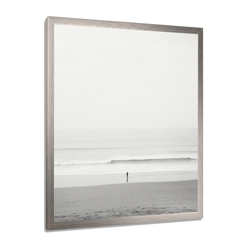 Minimalisme noir et blanc photo de plage V - art mural plage côtière, H 44 po x l 34 po x P 1,5 po