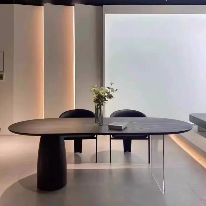 Table de salle à manger en bois massif et acrylique, H 29,52 po x L 86,61 po x l 35,43 po