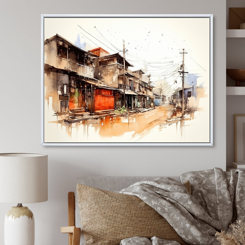 Art urbain, sérénité urbaine en Chine, Cadre flottant blanc, H 34 po x l 44 po x P 1,5 po