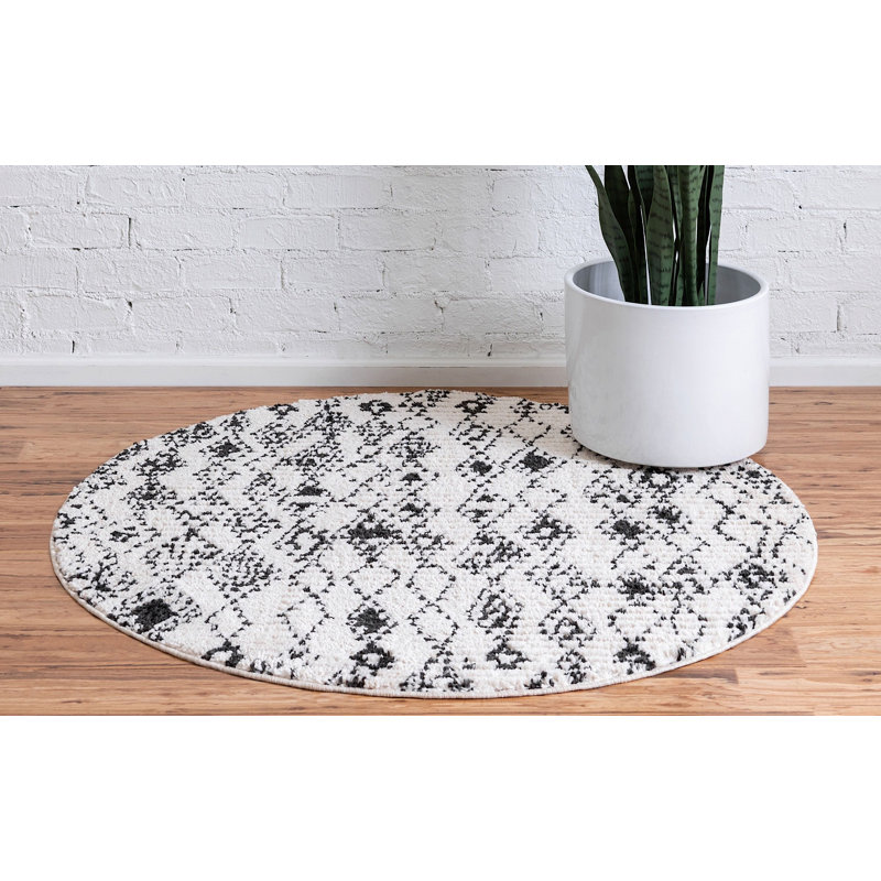Victorville Abstract Indoor Rug, Round 7'